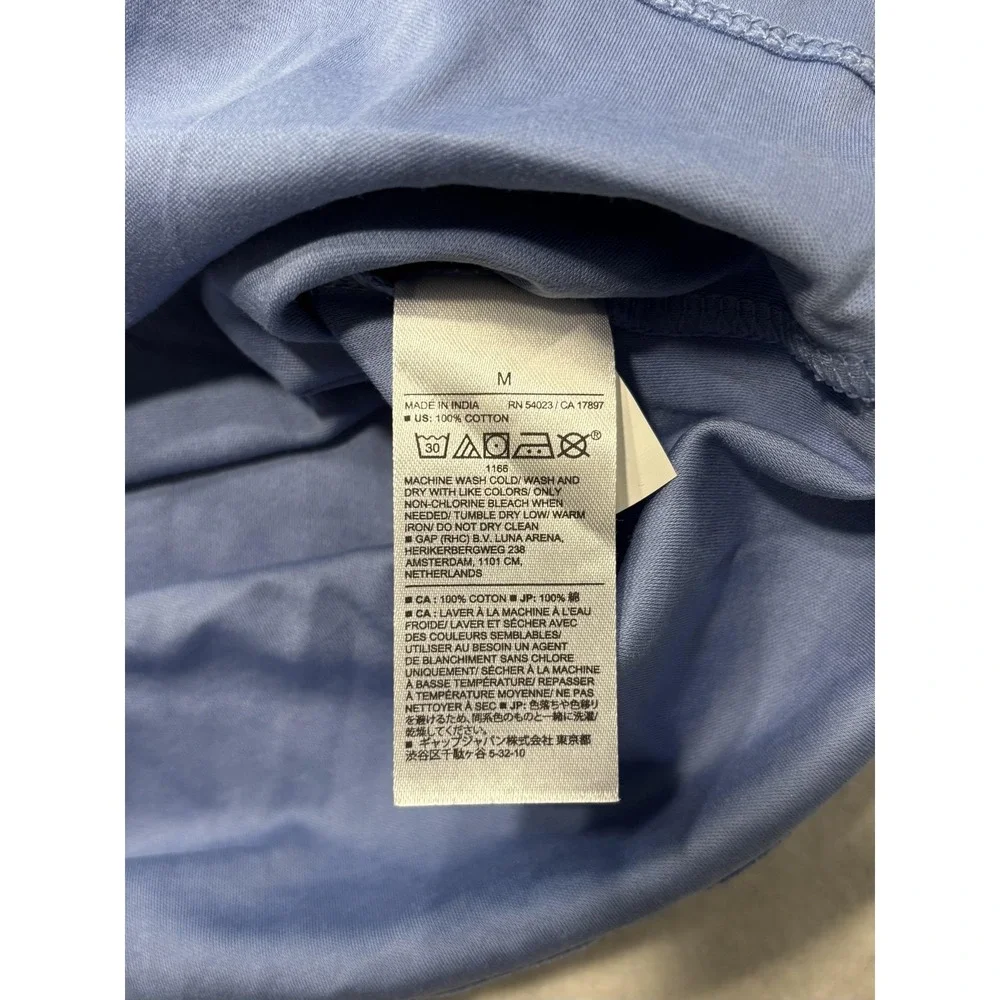 Banana Republic Luxe Touch Polo Shirt Mens Medium Blue Short Sleeve V Neck